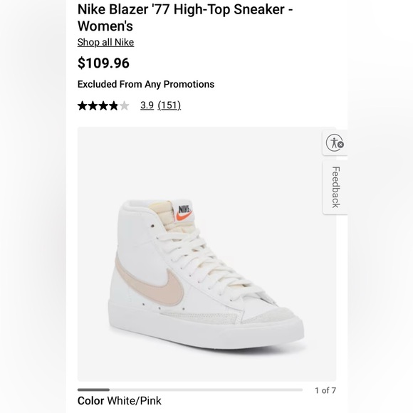 Nike White and Pink Leather High-Top Sneakers - Picture 4 of 14